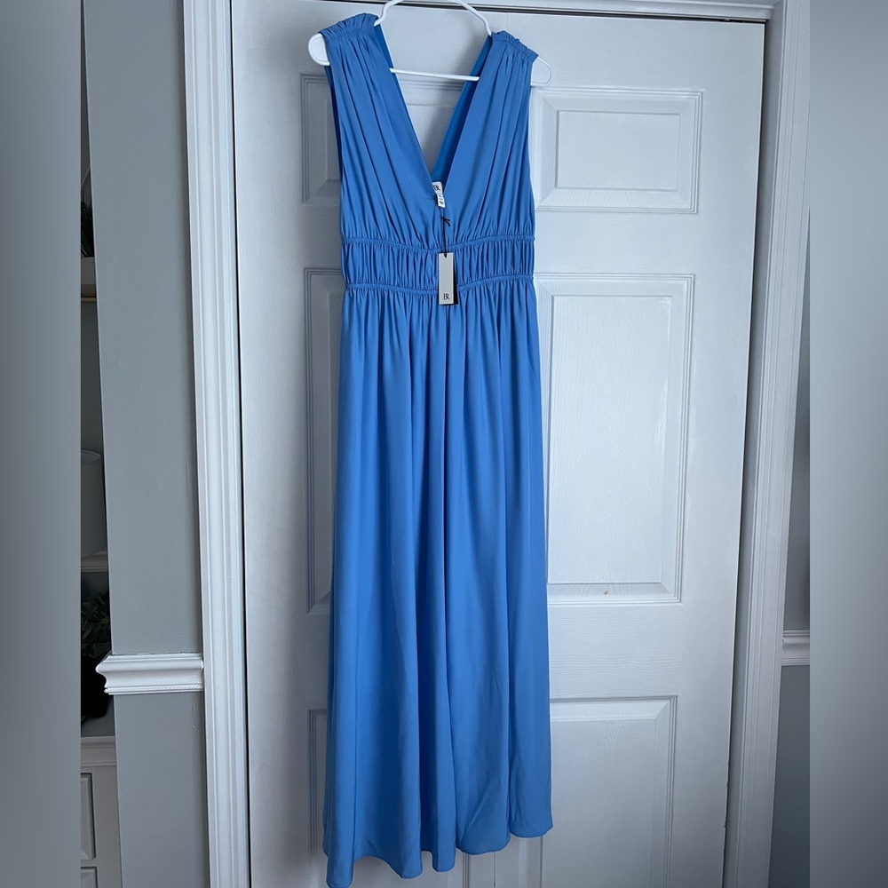 Banana Republic Vibrant Blue Gathered Midi Dress